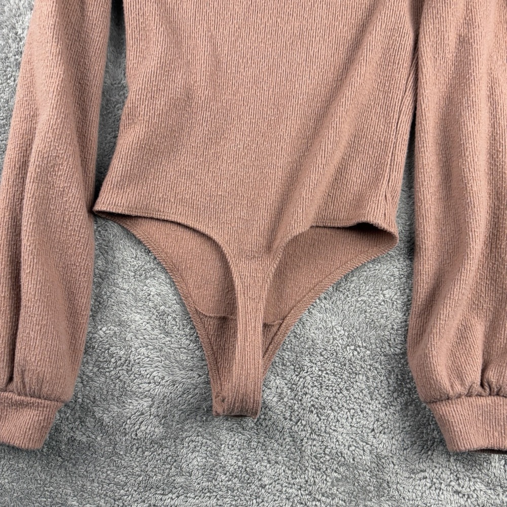 Vtg Abercrombie & Fitch Soft Cozy Sweater Bodysuit Womens XS Brown V-Neck - Picture 10 of 16